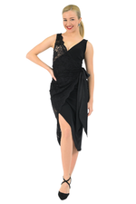 Load image into Gallery viewer, Black Lace Wrap Tango Dress