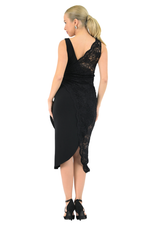 Load image into Gallery viewer, Black Lace Wrap Tango Dress