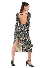 Load image into Gallery viewer, Lace Motif Print Tango Dress With Open Back