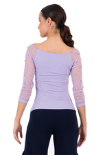 Load image into Gallery viewer, Lavender Blouse With Polka Dot Tulle Sleeves