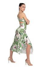 Load image into Gallery viewer, Leaf Print One-Shoulder Keyhole Back Tango Dress With Side Draping
