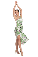 Load image into Gallery viewer, Leaf Print One-Shoulder Keyhole Back Tango Dress With Side Draping
