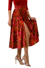 Load image into Gallery viewer, Leaf Print Velvet Flowing Skirt With Slit
