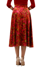 Load image into Gallery viewer, Leaf Print Velvet Flowing Skirt With Slit
