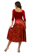 Load image into Gallery viewer, Leaf Print Velvet Flowing Skirt With Slit
