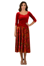 Load image into Gallery viewer, Leaf Print Velvet Flowing Skirt With Slit
