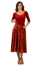 Load image into Gallery viewer, Leaf Print Velvet Flowing Skirt With Slit
