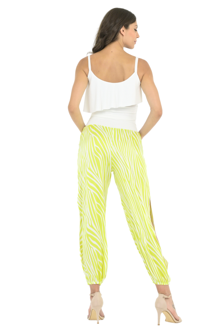 Lime Zebra Print Satin Babucha Tango Pants