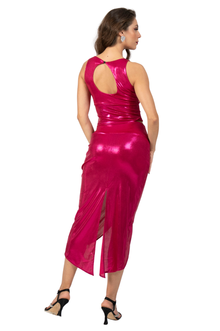 Liquid Shine Tango Skirt With Curved Front Slit