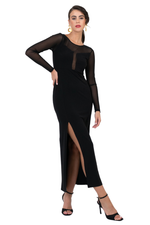 Load image into Gallery viewer, Long Sleeve Mesh Tango Dress with Front Slit