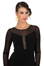 Load image into Gallery viewer, Long Sleeve Mesh Tango Dress with Front Slit