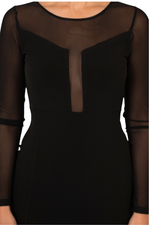 Load image into Gallery viewer, Long Sleeve Mesh Tango Dress with Front Slit