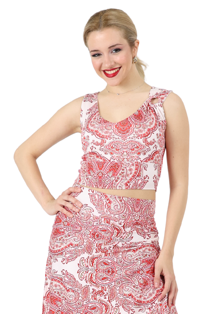Mandala Print Sleeveless Crop Top