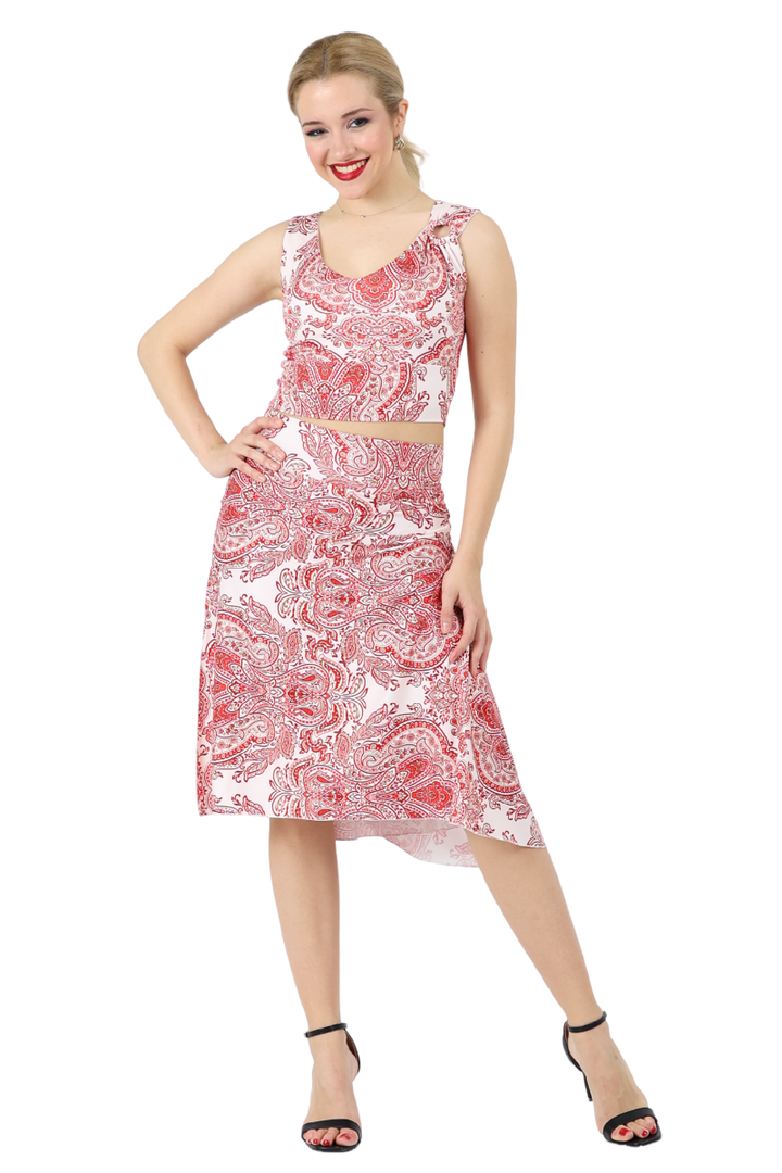Mandala Print Sleeveless Crop Top