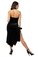 Load image into Gallery viewer, Mandarin Neckline Studded Velvet Tango Dress
