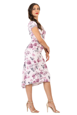 Load image into Gallery viewer, Mauve Floral Print Off The Shoulder Dance Dress