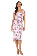 Load image into Gallery viewer, Mauve Floral Print Off The Shoulder Dance Dress