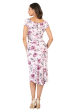 Load image into Gallery viewer, Mauve Floral Print Off The Shoulder Dance Dress