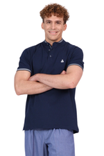 Load image into Gallery viewer, Men’s Cotton Mandarin Collar Polo