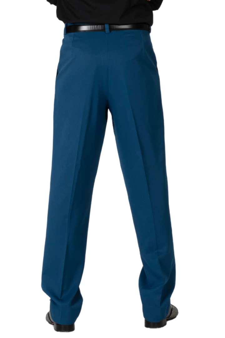 Petrol Blue Men's Tango Pants With Three Pleats