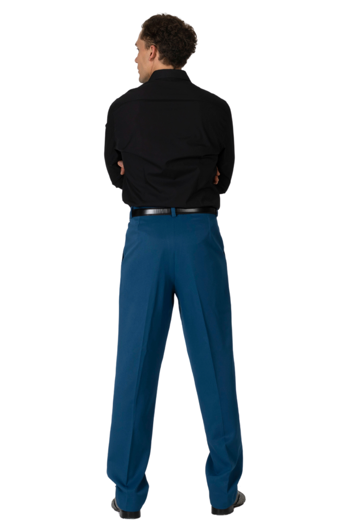 Petrol Blue Men's Tango Pants With Three Pleats