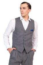 Load image into Gallery viewer, Grey Striped Men’s Tango Vest With Royal Blue Lining