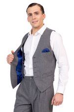 Load image into Gallery viewer, Grey Striped Men’s Tango Vest With Royal Blue Lining