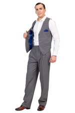 Load image into Gallery viewer, Grey Striped Men’s Tango Vest With Royal Blue Lining