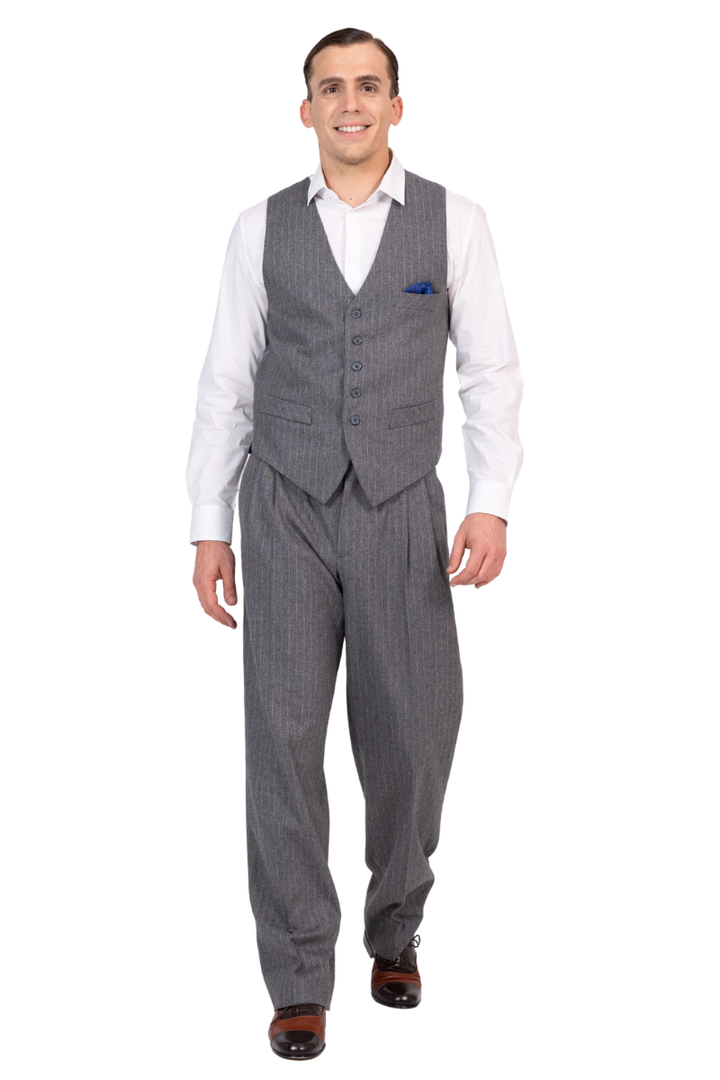 Grey Striped Men’s Tango Vest With Royal Blue Lining