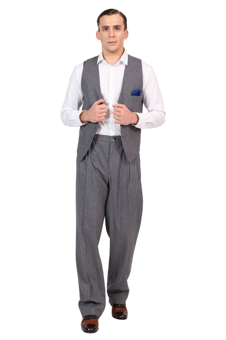Grey Striped Men’s Tango Vest With Royal Blue Lining