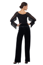 Load image into Gallery viewer, Mesh Long Sleeve Bodysuit with Fringe Details