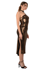 Load image into Gallery viewer, Metallic One-Shoulder Tango Dress With Side Slit
