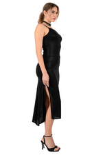 Load image into Gallery viewer, Metallic Tango Dress With Asymmetric Neckline
