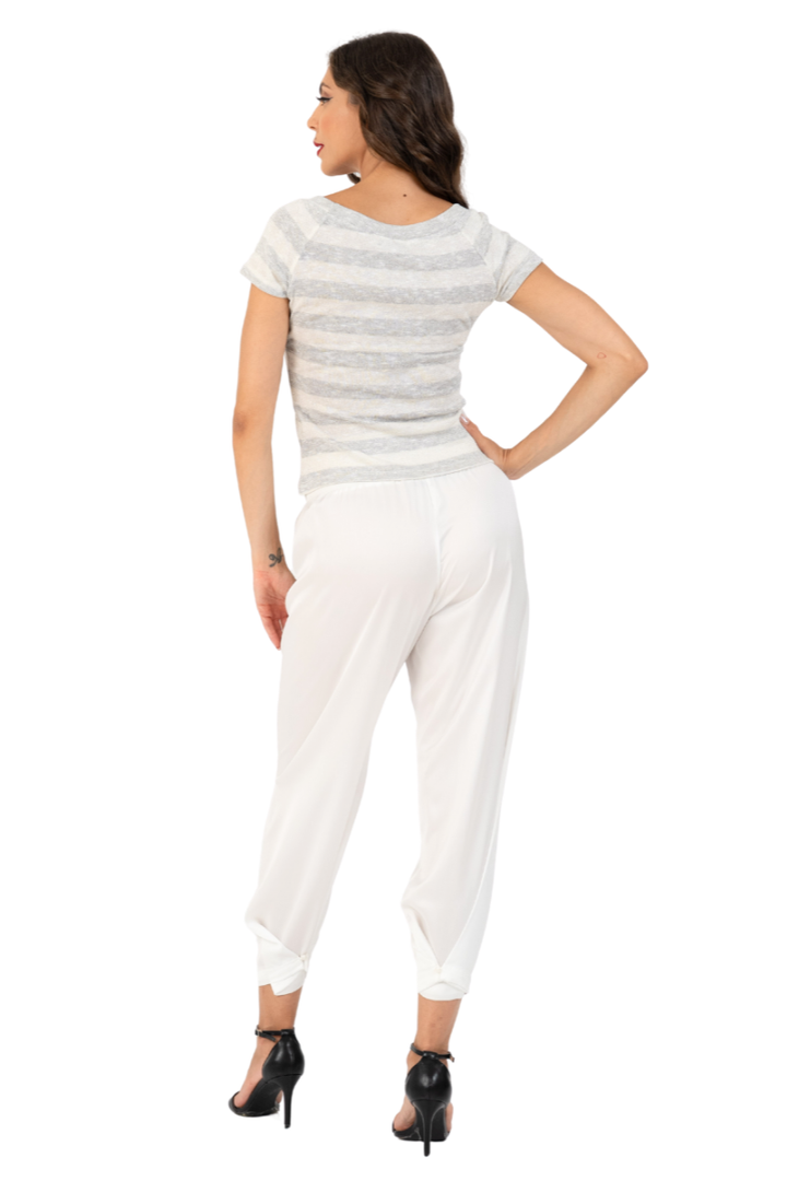 Metallic Thread Ribbed Knit Top (M,L)
