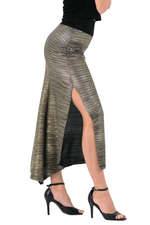 Load image into Gallery viewer, Metallic Pleated Midi Skirt With Side Slit