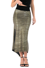 Load image into Gallery viewer, Metallic Pleated Midi Skirt With Side Slit