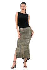 Load image into Gallery viewer, Metallic Pleated Midi Skirt With Side Slit