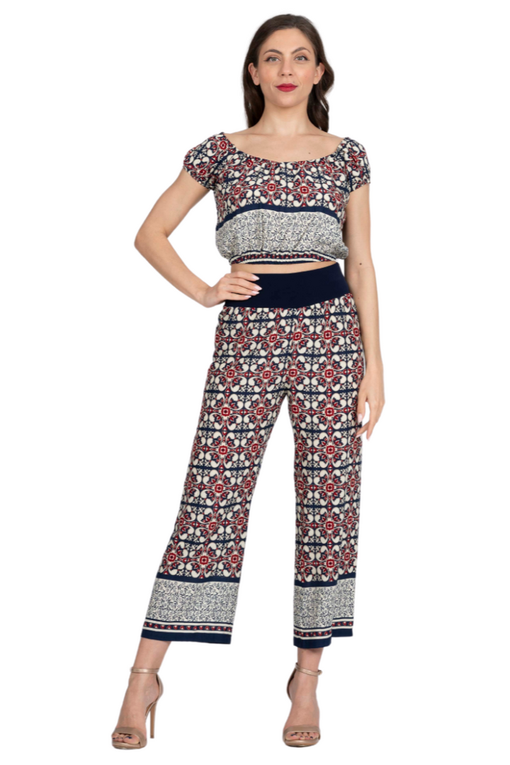 Tile Print Cropped Tango Pants