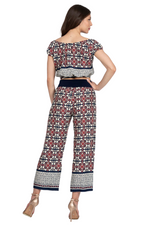 Load image into Gallery viewer, Mexican Style Off-The-Shoulder Tile Print Crop Top
