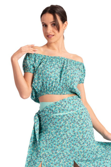 Waist Knot Veraman Floral Print Midi Skirt With Slits