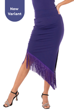 Load image into Gallery viewer, Midi Asymmetric Tango Skirt With Fringe

