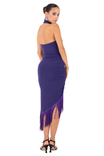 Load image into Gallery viewer, Midi Asymmetric Tango Skirt With Fringe
