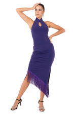 Load image into Gallery viewer, Midi Asymmetric Tango Skirt With Fringe
