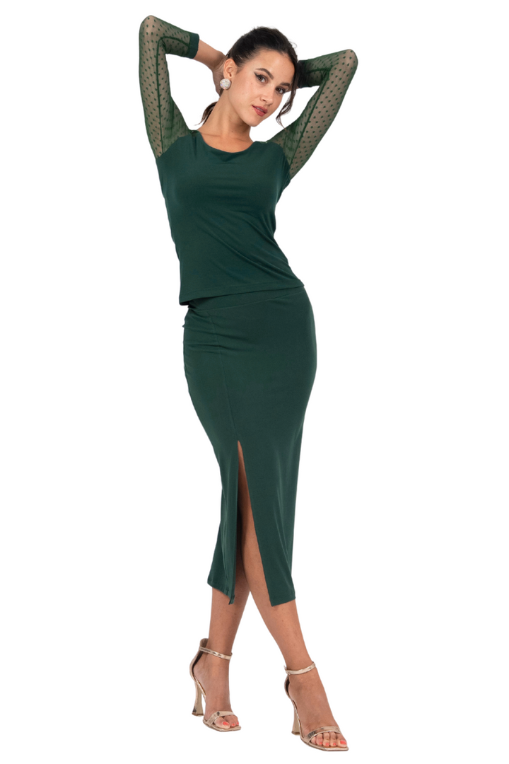 Midi Pencil Tango Skirt With Slit