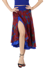 Load image into Gallery viewer, Midnight Rose Print Two-layer Satin Dance Skirt