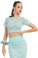 Load image into Gallery viewer, Mint Floral Lace Fishtail Skirt
