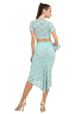 Load image into Gallery viewer, Mint Floral Lace Fishtail Skirt
