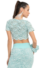 Load image into Gallery viewer, Mint Floral Lace Fishtail Skirt
