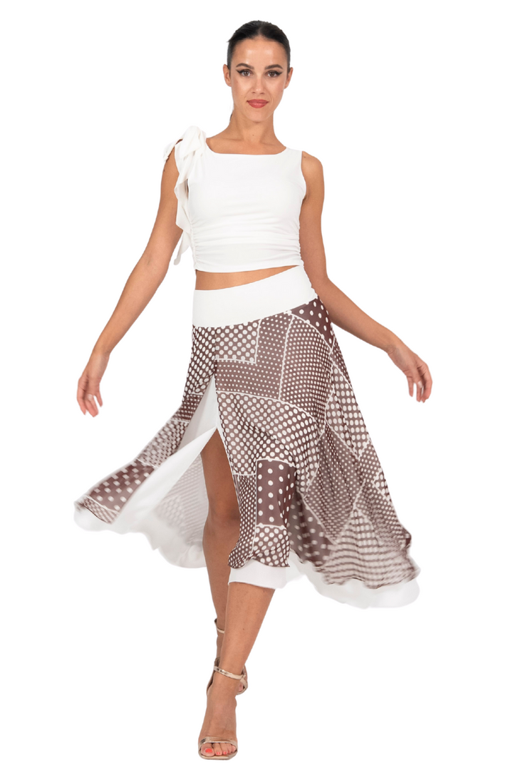 Mixed Polka Dot Two-layer Satin Dance Skirt