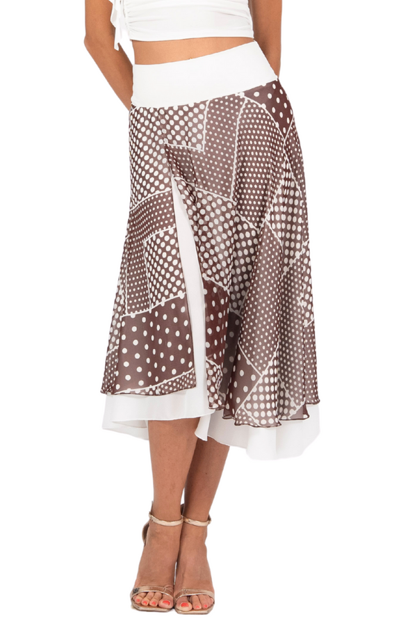 Mixed Polka Dot Two-layer Satin Dance Skirt